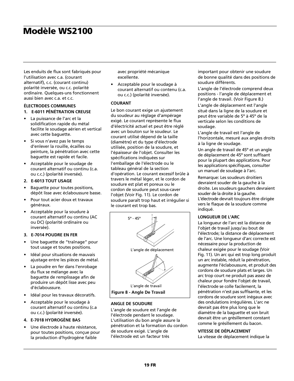 Modèle ws2100 | Campbell Hausfeld ARCITECH WS2100 User Manual | Page 19 / 36