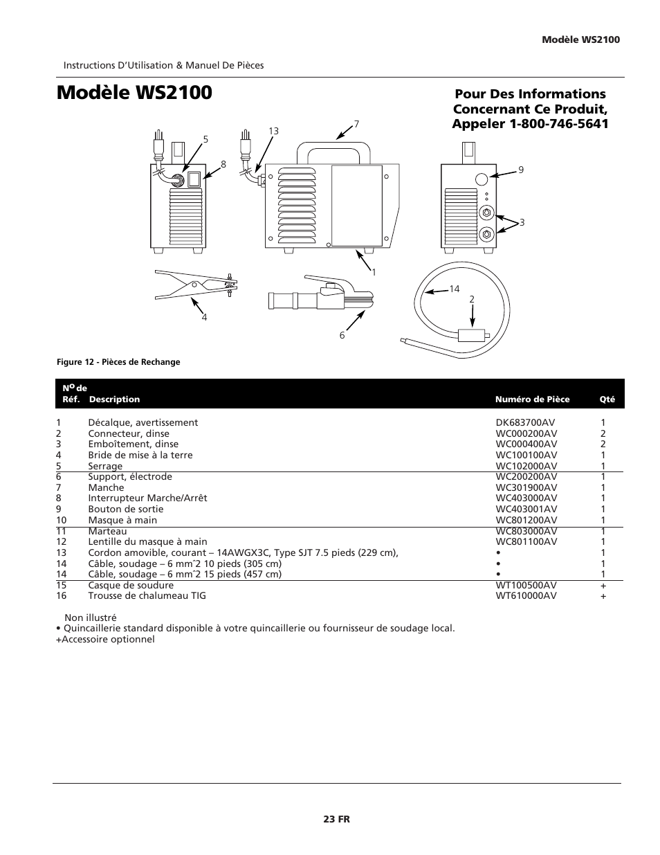 Modèle ws2100 | Campbell Hausfeld ARCITECH WS2100 User Manual | Page 23 / 36
