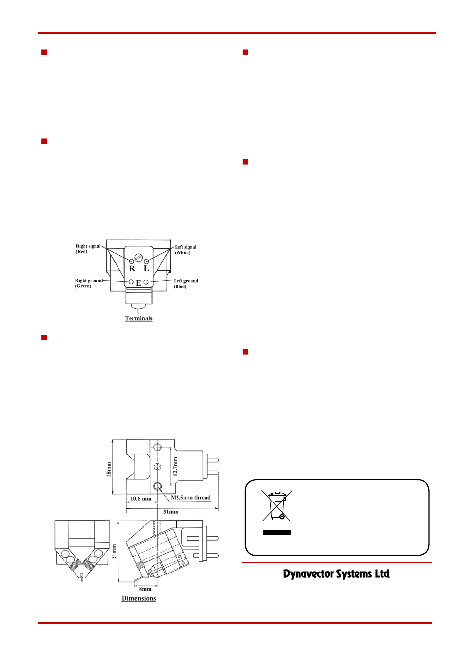 Fixing to the headshell | Dynavector DV XV-1s Mono cartridge User Manual | Page 2 / 2