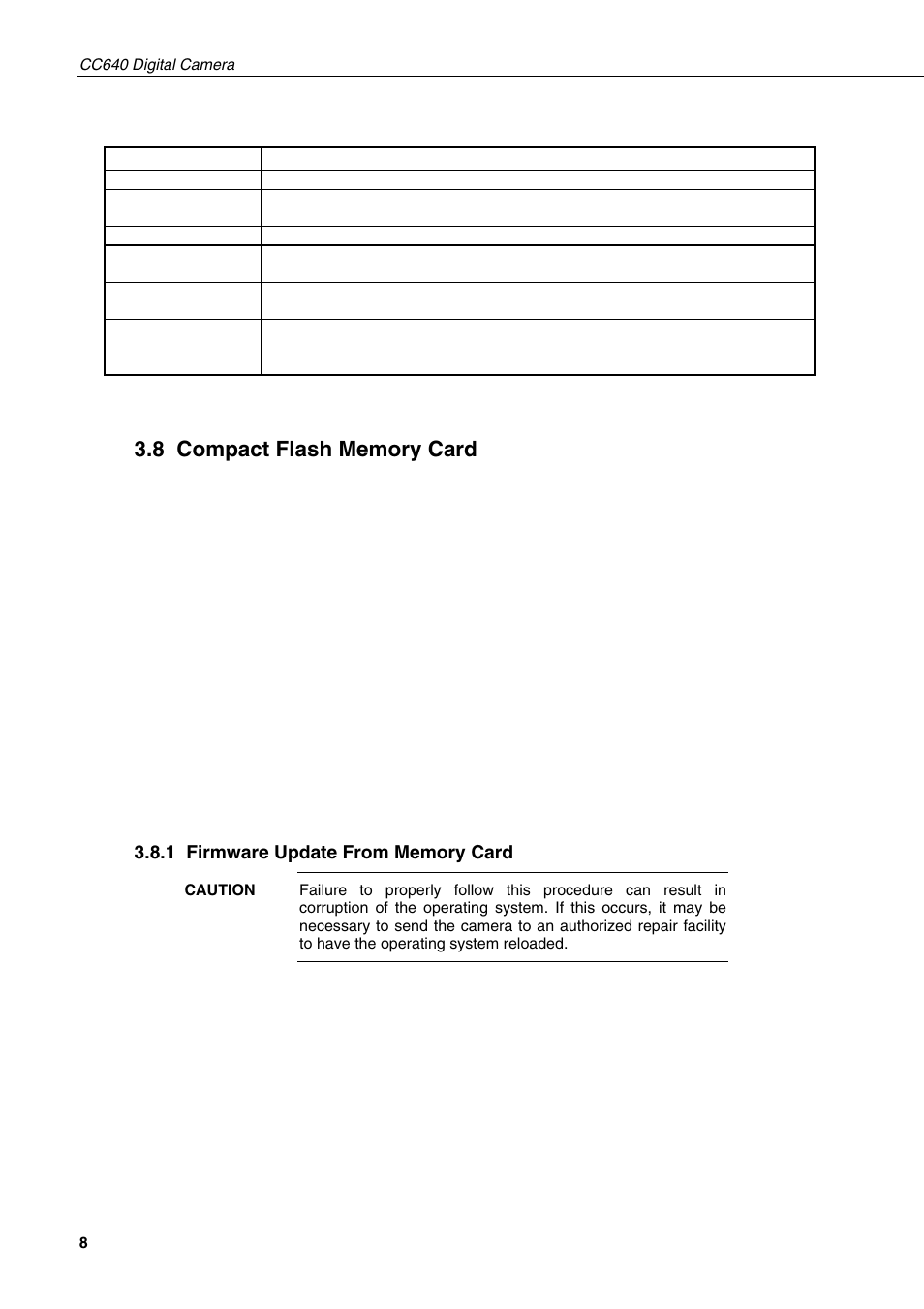 8 compact flash memory card, 1 firmware update from memory card | Campbell Hausfeld CC640 User Manual | Page 16 / 58