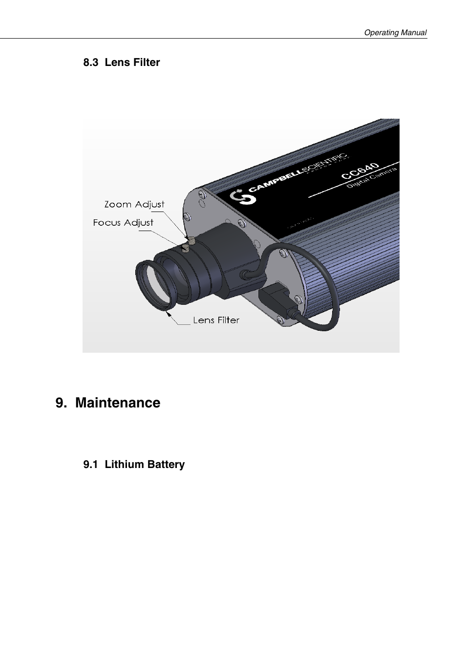 3 lens filter, Maintenance, 1 lithium battery | Campbell Hausfeld CC640 User Manual | Page 31 / 58