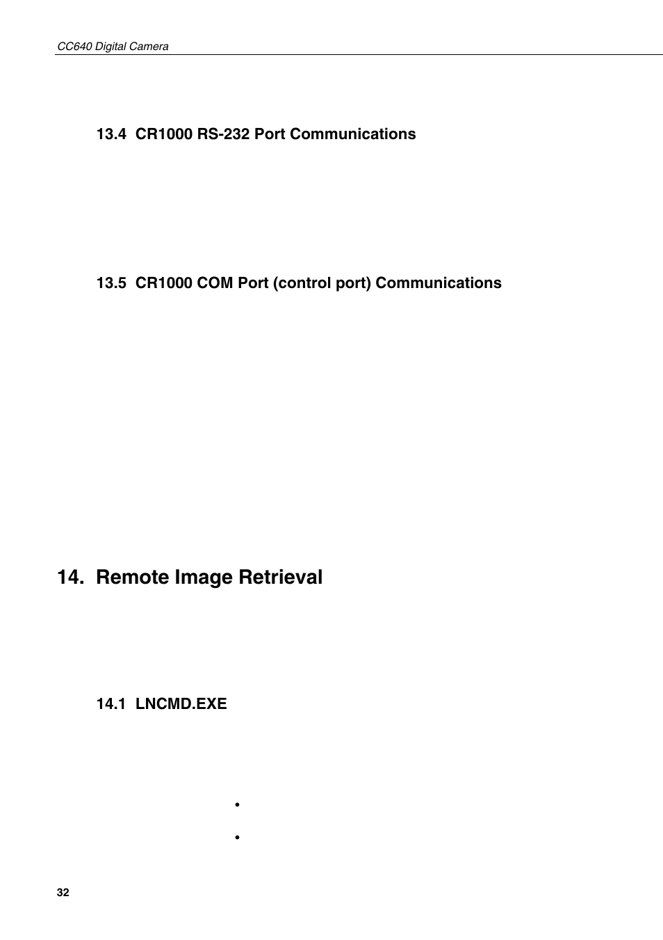 4 cr1000 rs-232 port communications, 5 cr1000 com port (control port) communications, Remote image retrieval | 1 lncmd.exe | Campbell Hausfeld CC640 User Manual | Page 40 / 58