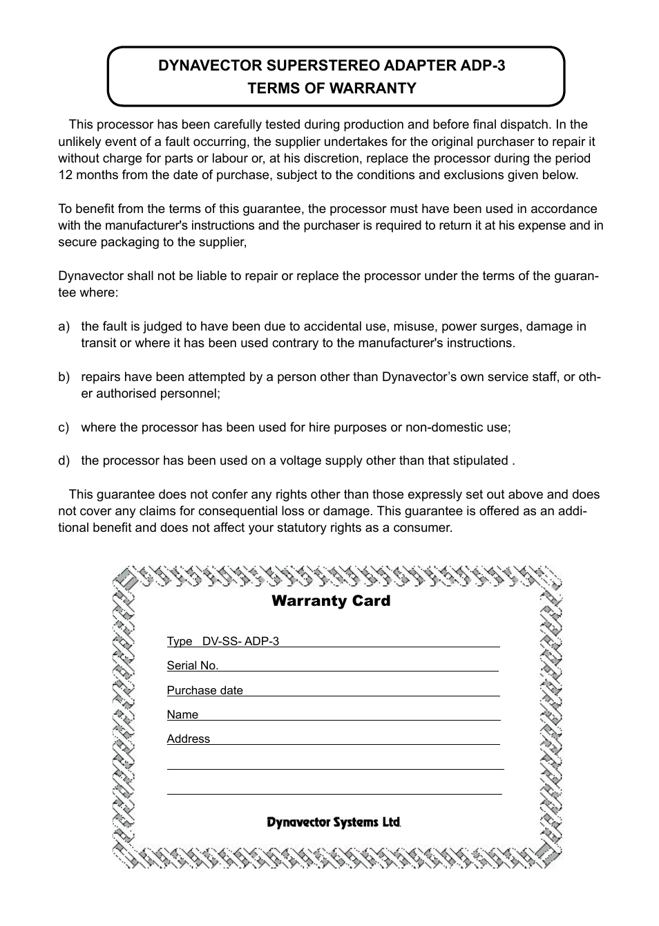 Dynavector SuperStereo Adapter Adp3 User Manual | Page 10 / 10