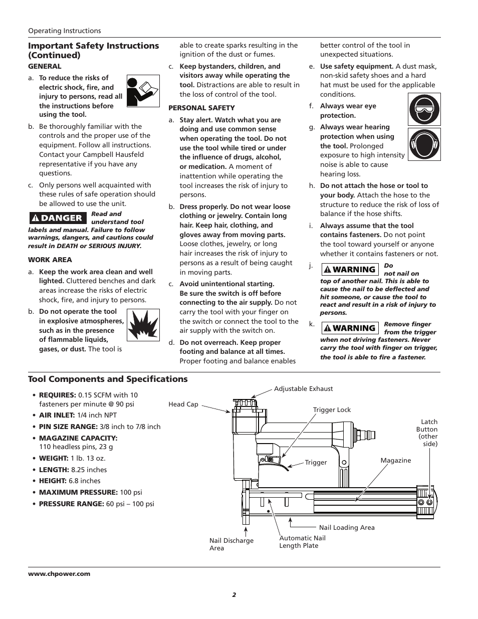 Campbell Hausfeld CHN10500 User Manual | Page 2 / 24