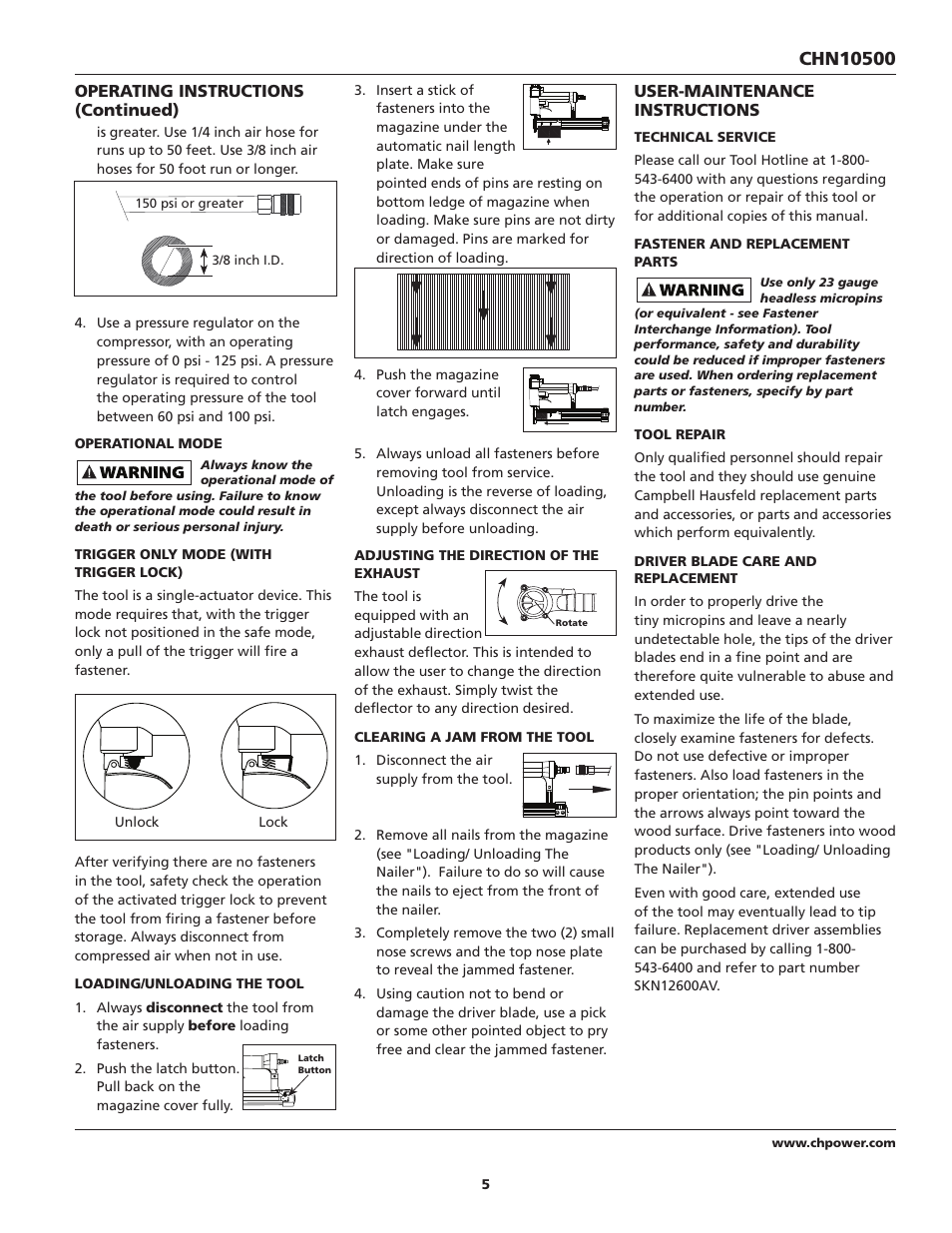 Campbell Hausfeld CHN10500 User Manual | Page 5 / 24