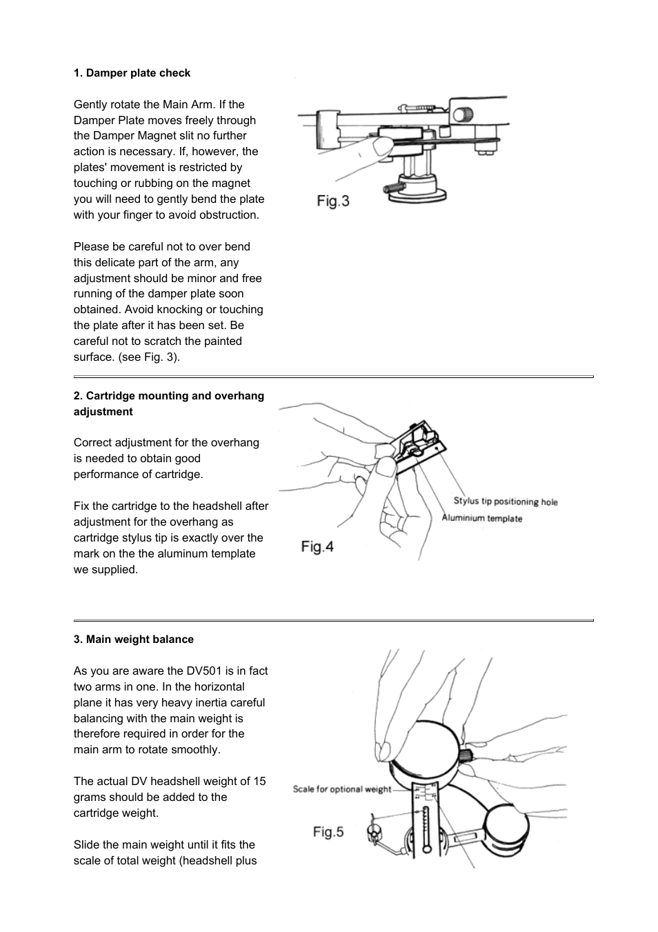 Dynavector DV 501 tonearm User Manual | Page 3 / 6