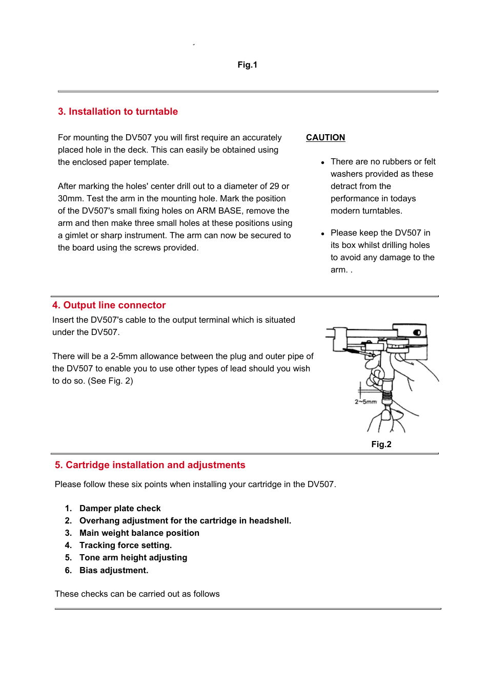 Dynavector DV 507 tonearm User Manual | Page 2 / 5