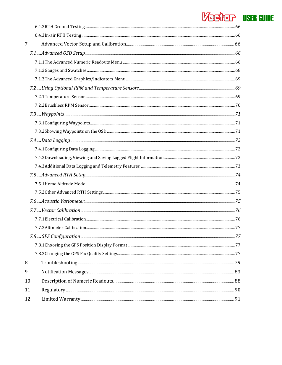 User guide | Eagle Tree Vector User Manual | Page 5 / 91