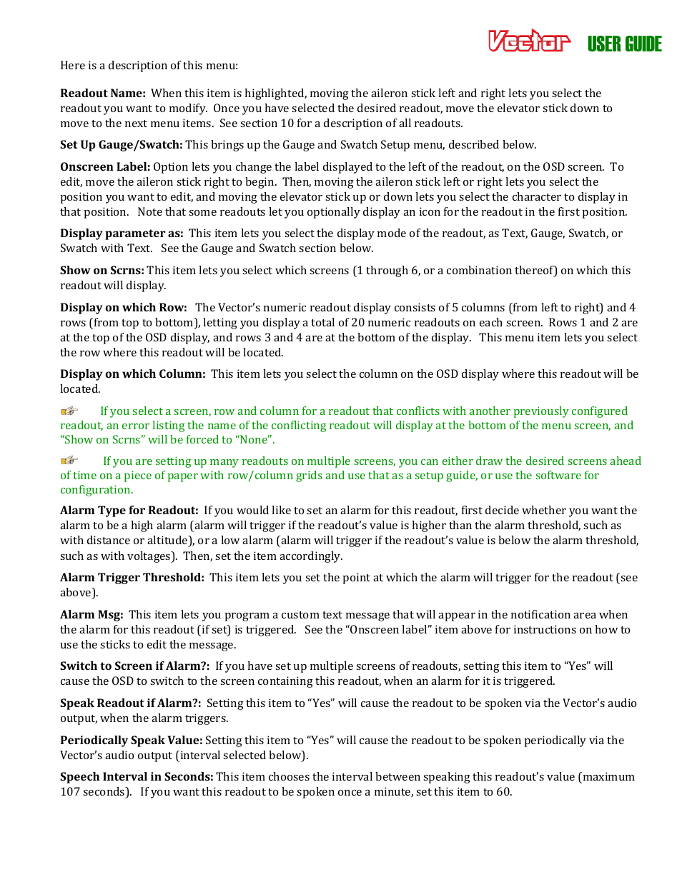 User guide | Eagle Tree Vector User Manual | Page 67 / 91