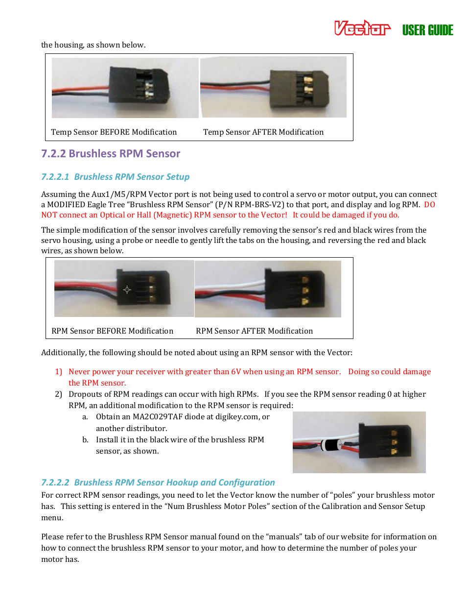User guide, 2 brushless rpm sensor | Eagle Tree Vector User Manual | Page 70 / 91