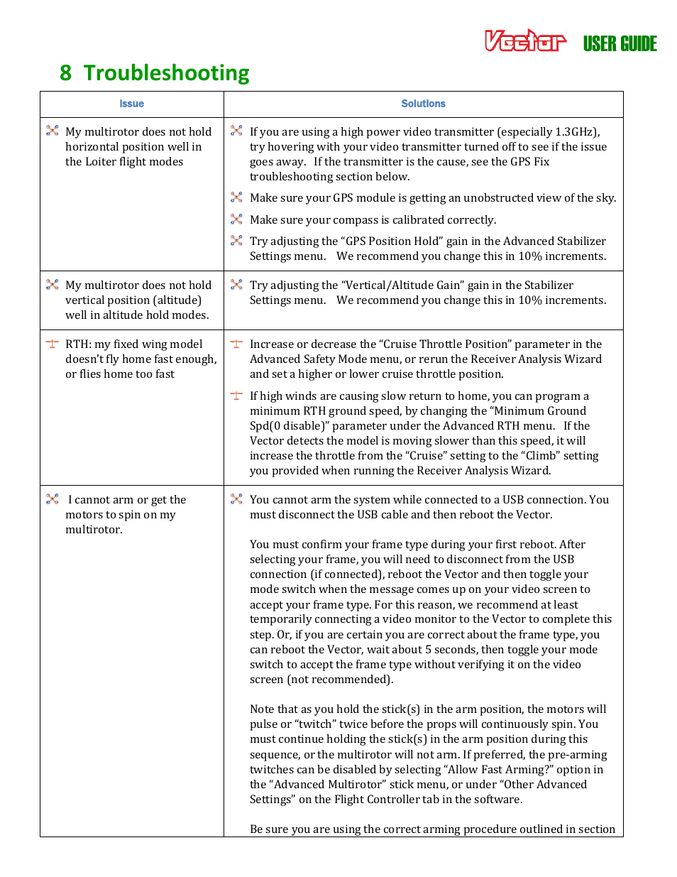 8 troubleshooting, User guide | Eagle Tree Vector User Manual | Page 79 / 91