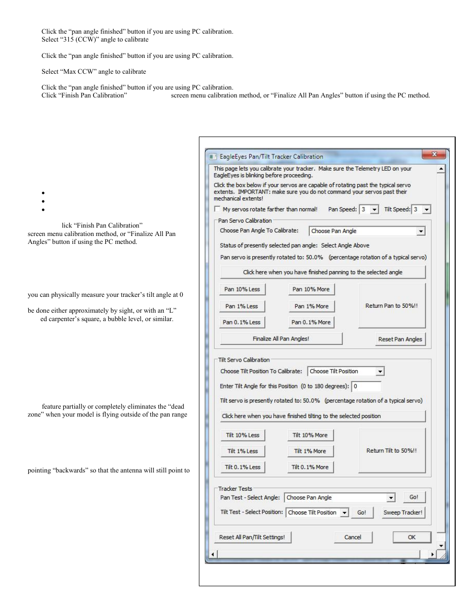 Calibrating your tracker using the pc software | Eagle Tree EagleEyes FPV Station User Manual | Page 14 / 23