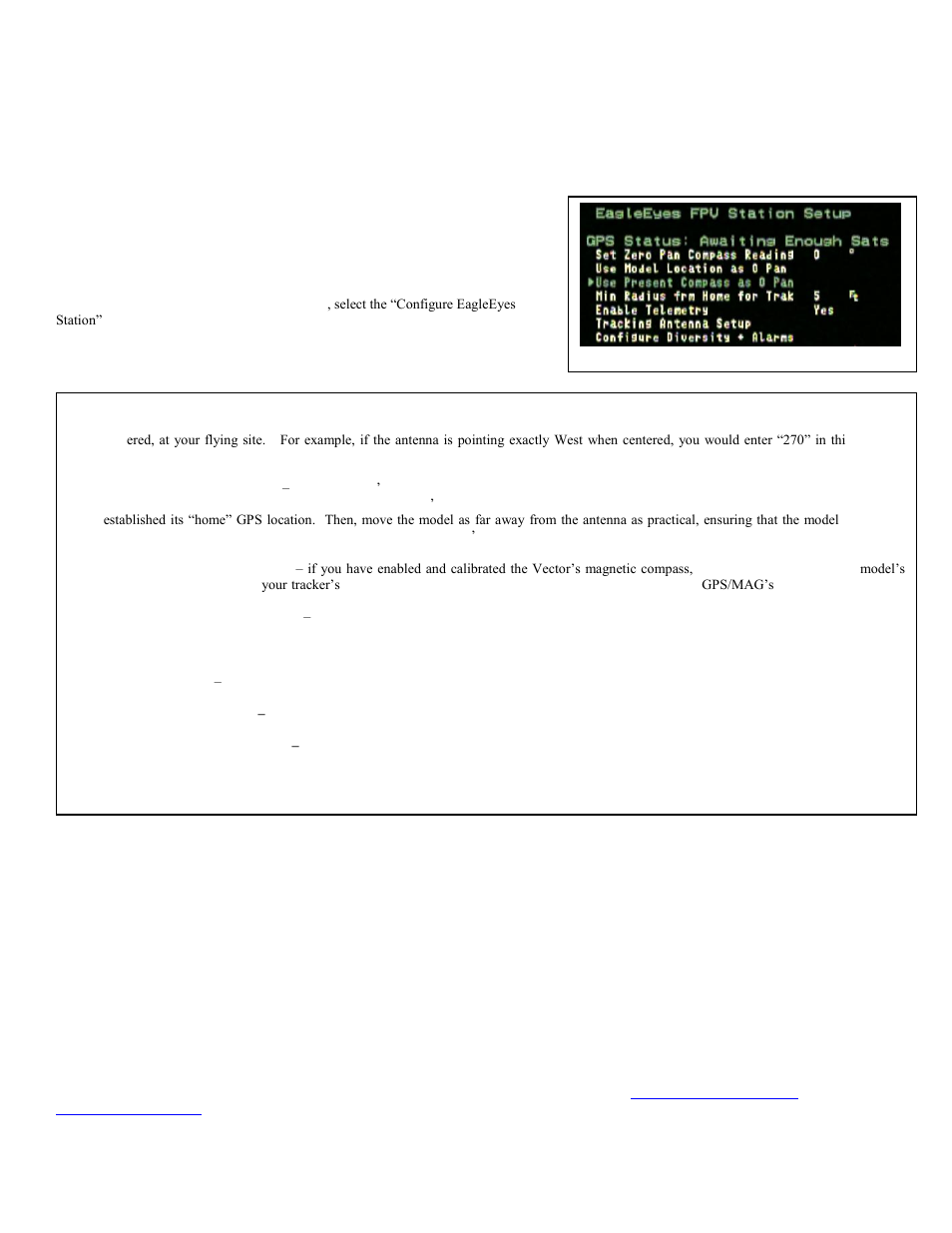 The antenna tracking function, Accessing the eagleeyes onscreen menu, What the tracking function does | Eagle Tree EagleEyes FPV Station User Manual | Page 7 / 23