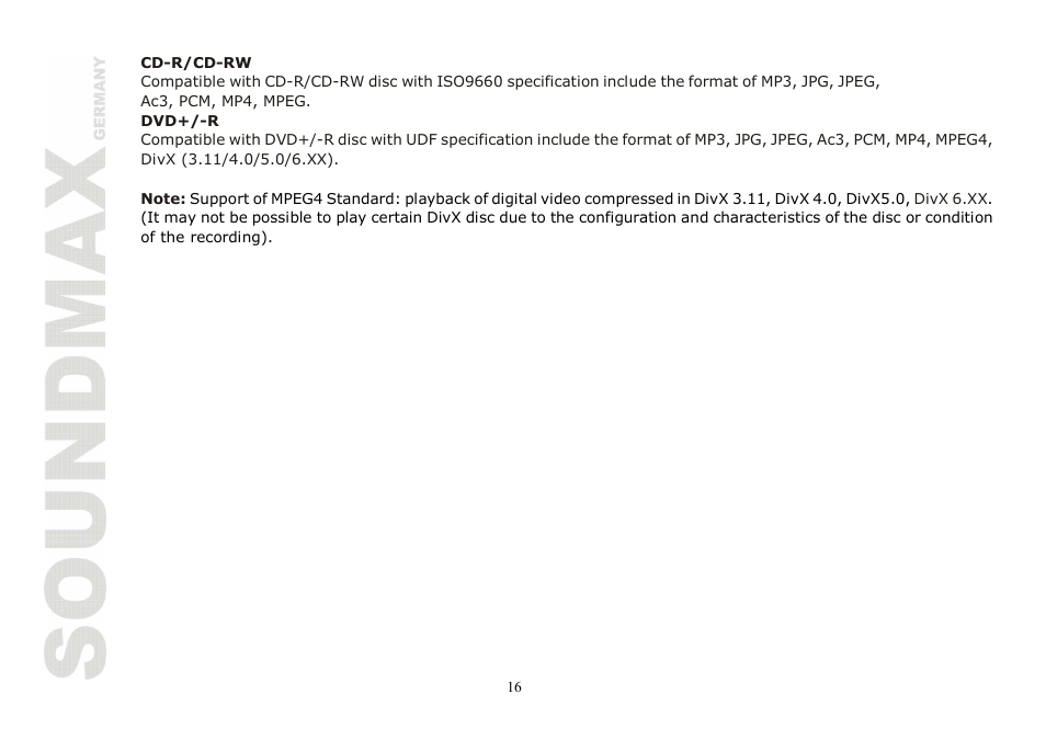 SoundMax SM-CMD2020 User Manual | Page 16 / 81
