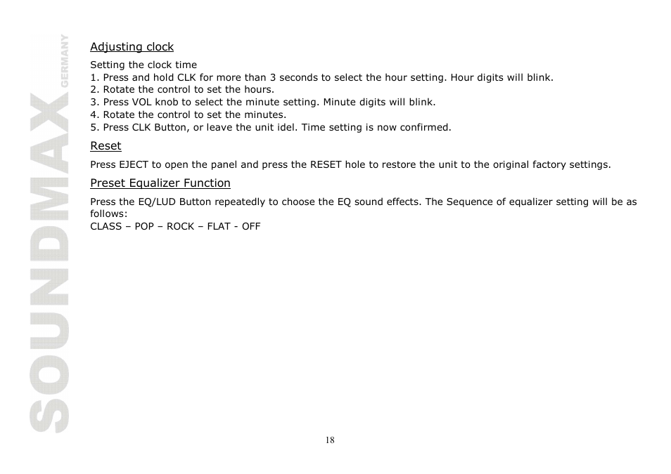 SoundMax SM-CMD2020 User Manual | Page 18 / 81