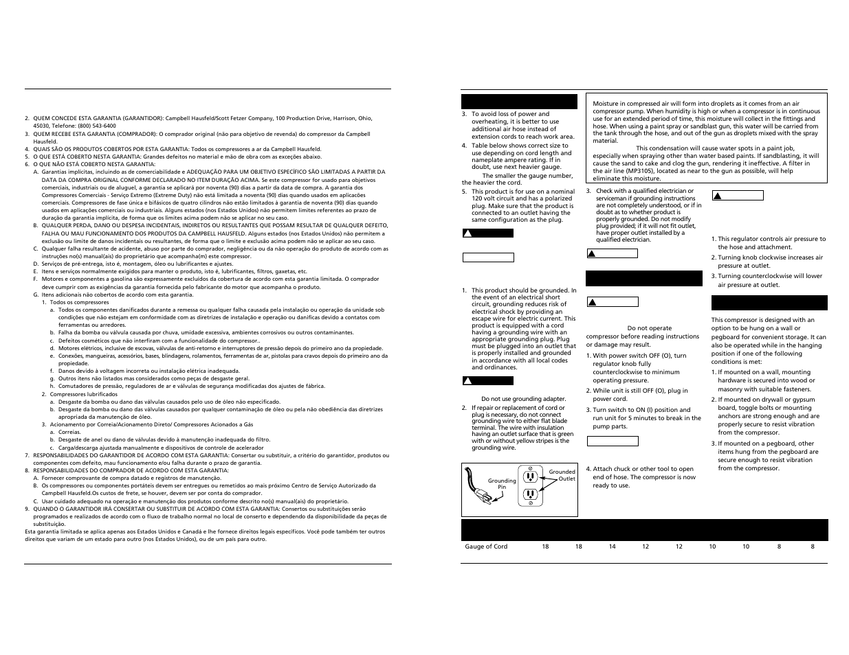 Notice, Operation electrical data, Wall mounting | Campbell Hausfeld FP2030 User Manual | Page 3 / 5