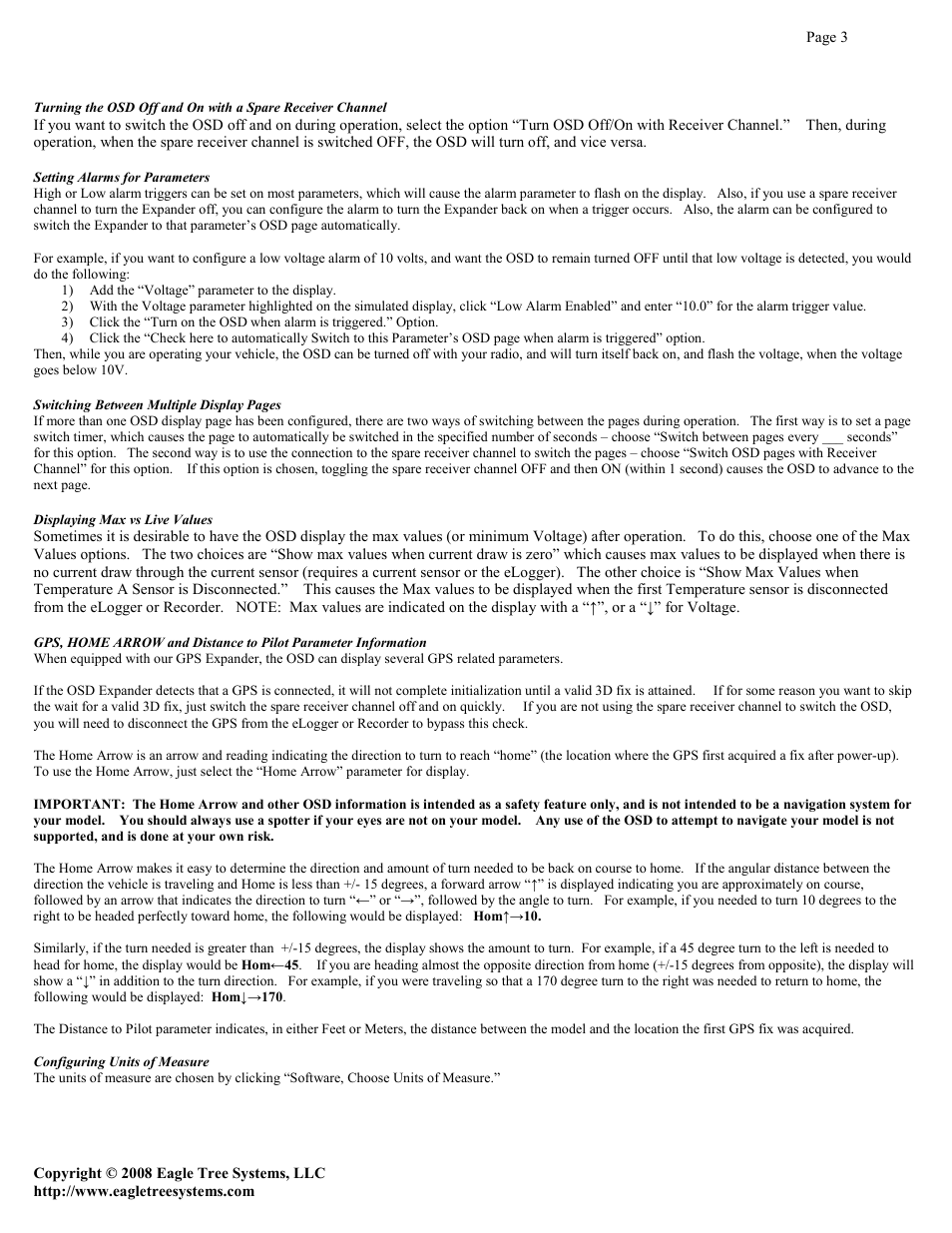 Eagle Tree Text OSD User Manual | Page 3 / 5