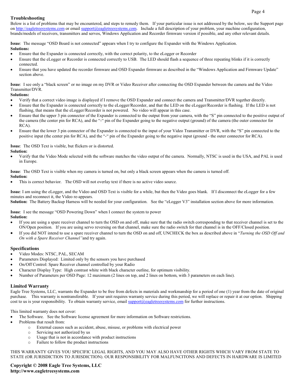 Eagle Tree Text OSD User Manual | Page 4 / 5