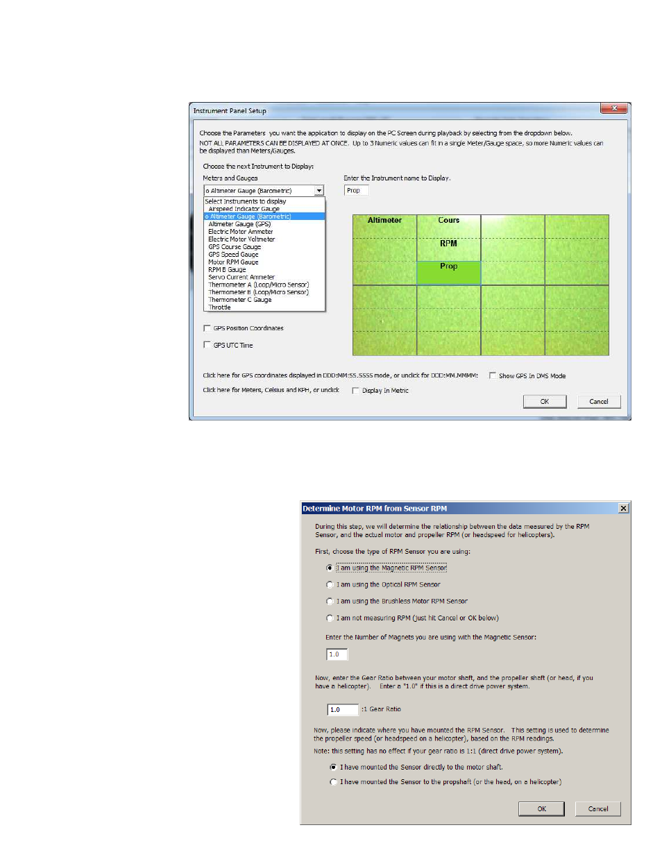 Setting the “choose what to display” feature, Setting the rpm to motor revolutions parameter | Eagle Tree Pro, Glide, Flight and Boat Seagull Wireless Telemetry and Data Recorder User Manual | Page 16 / 30