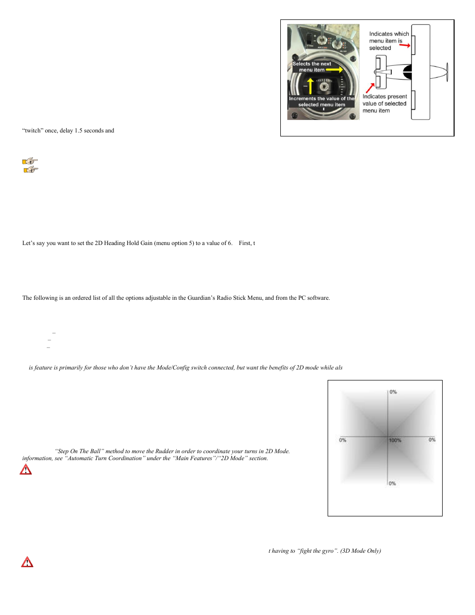 List of menu features and options | Eagle Tree Guardian 2D/3D Stabilizer User Manual | Page 10 / 14