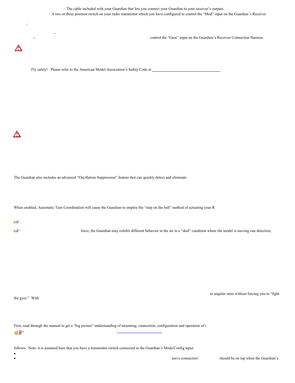 General safety precautions 2, Main features 2, Overview/quick start 2 | General safety precautions, Main features, Overview/quick start | Eagle Tree Guardian 2D/3D Stabilizer User Manual | Page 2 / 14