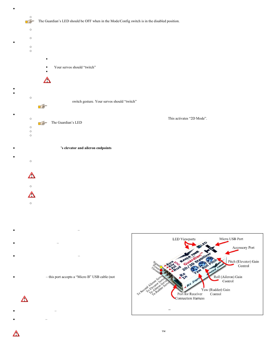 Guardian physical connections/ controls 3, Guardian physical connections/ controls | Eagle Tree Guardian 2D/3D Stabilizer User Manual | Page 3 / 14