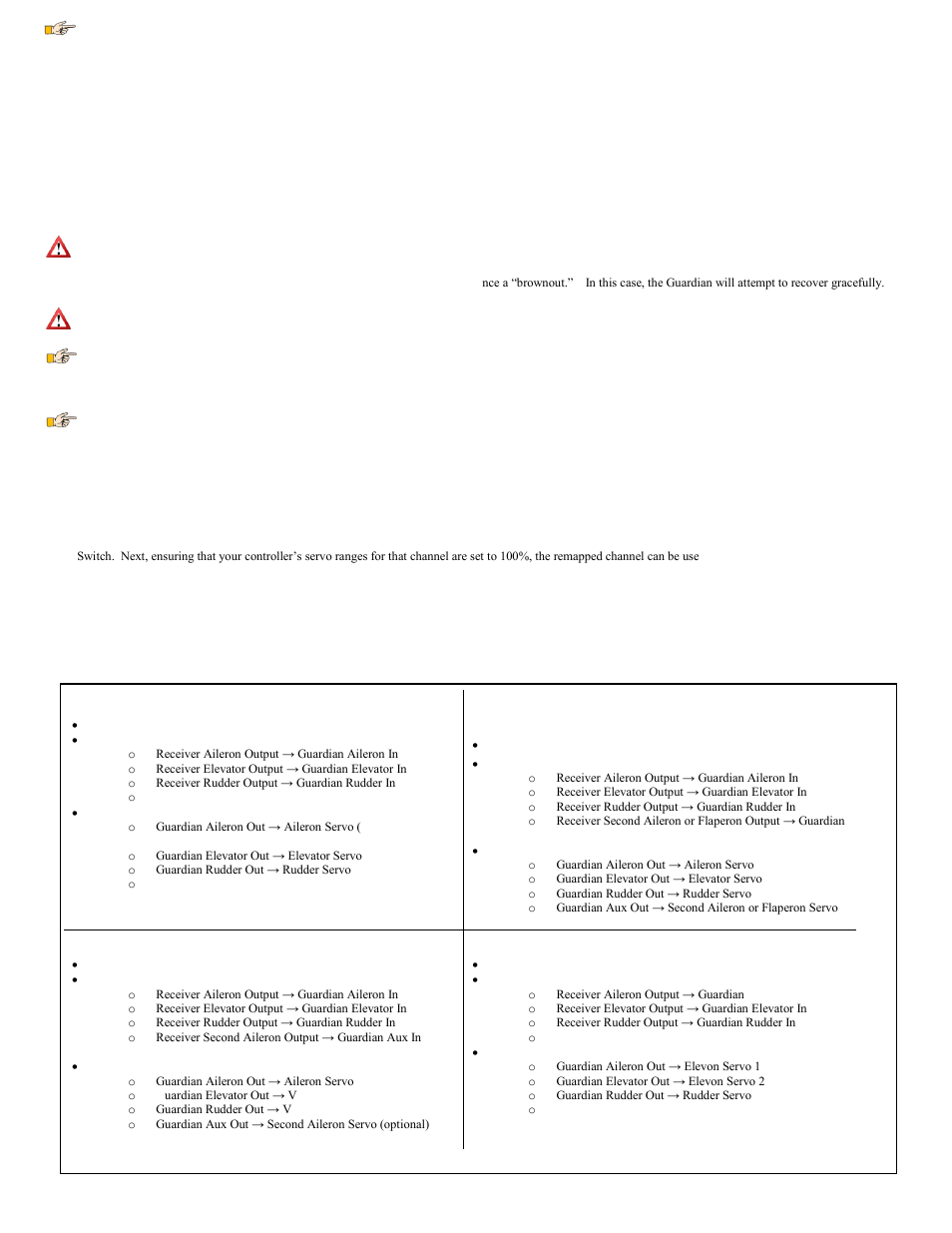 Receiver requirements 5, Receiver requirements, Wing type configuration | Eagle Tree Guardian 2D/3D Stabilizer User Manual | Page 5 / 14