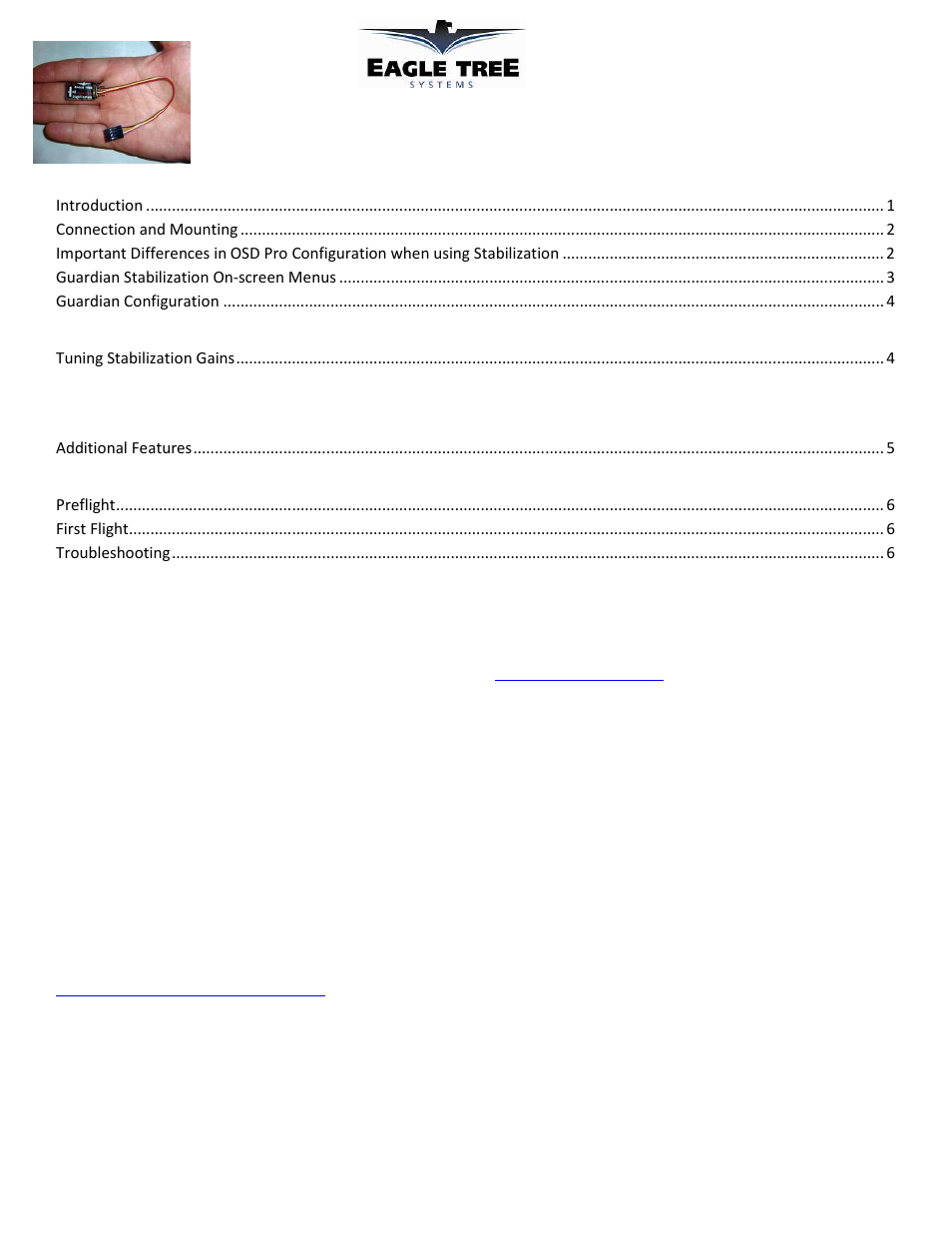 Eagle Tree Guardian Stabilization Expander User Manual | 7 pages
