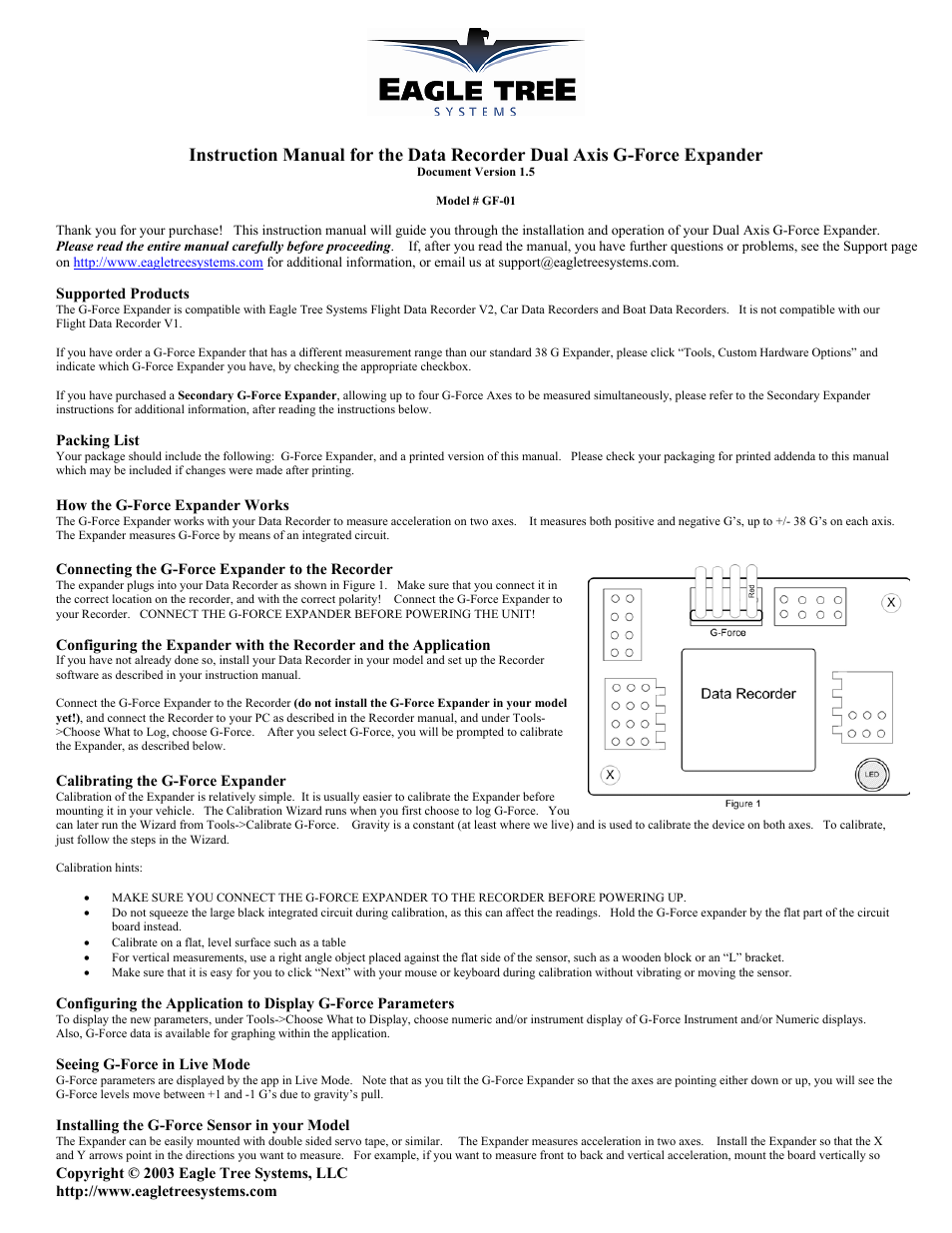 Eagle Tree G-Force Expander User Manual | 2 pages