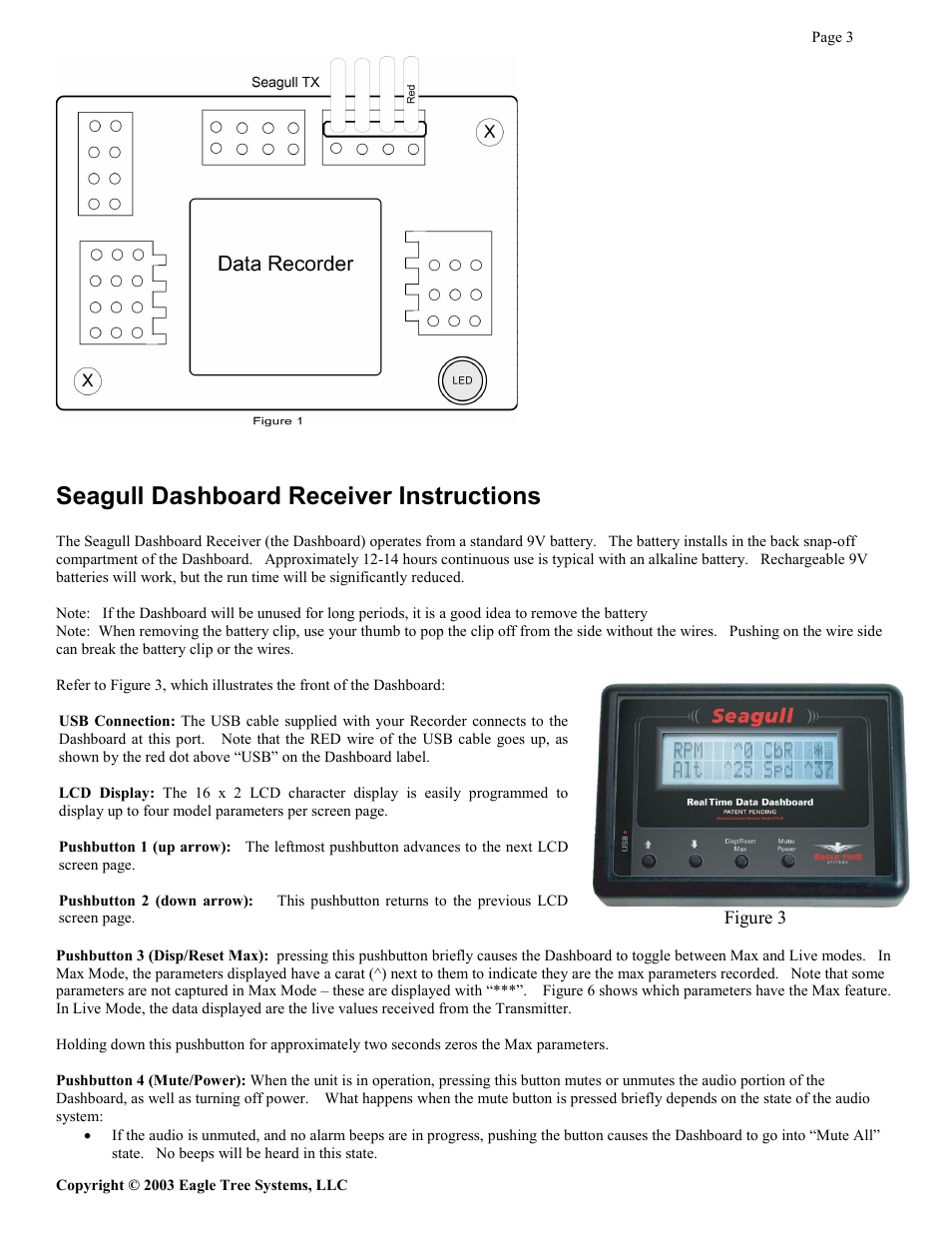 Seagull dashboard receiver instructions | Eagle Tree Seagull Expander User Manual | Page 3 / 12