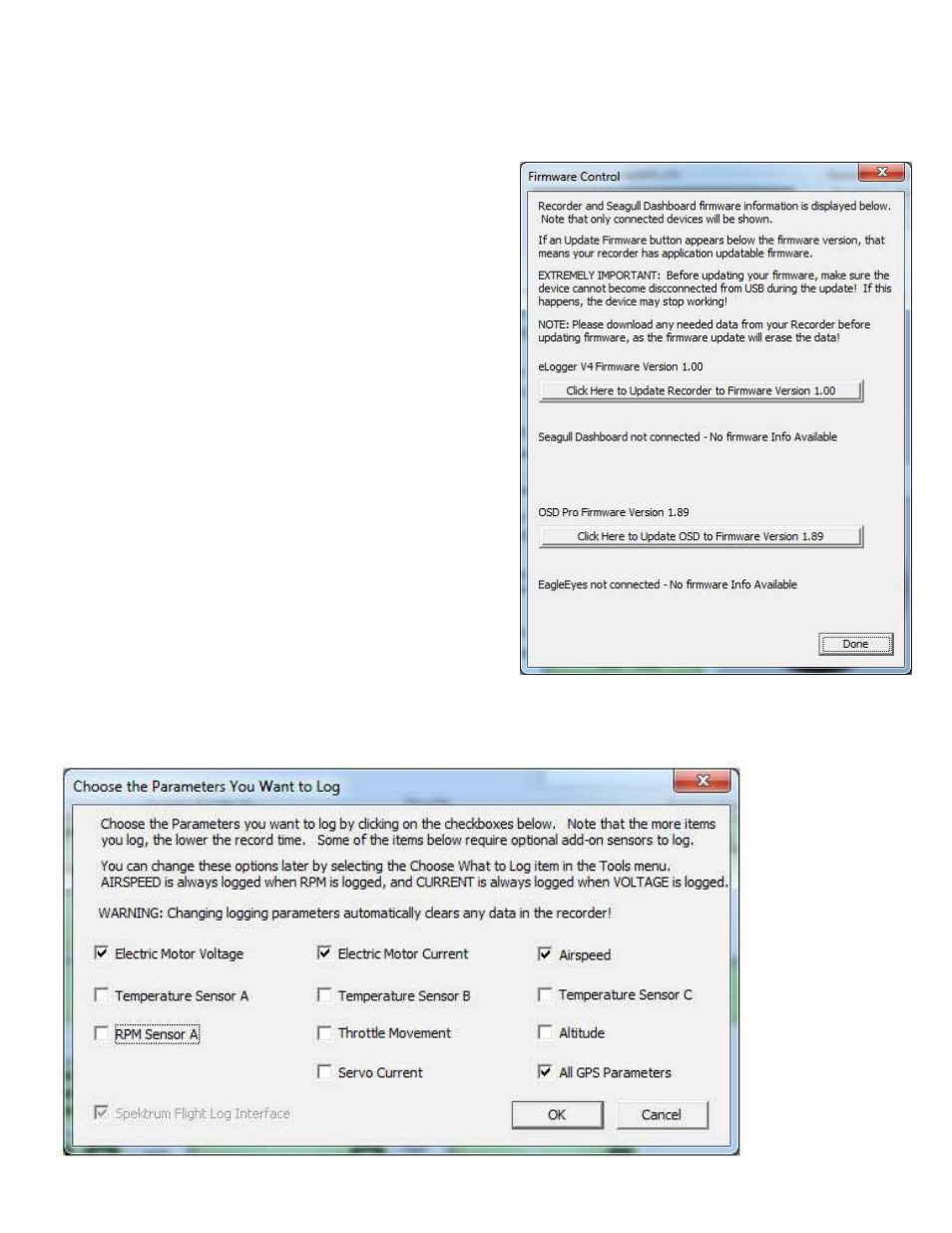 Setting up the elogger with the windows software, Telling the elogger what to log | Eagle Tree eLogger V4 User Manual | Page 7 / 17