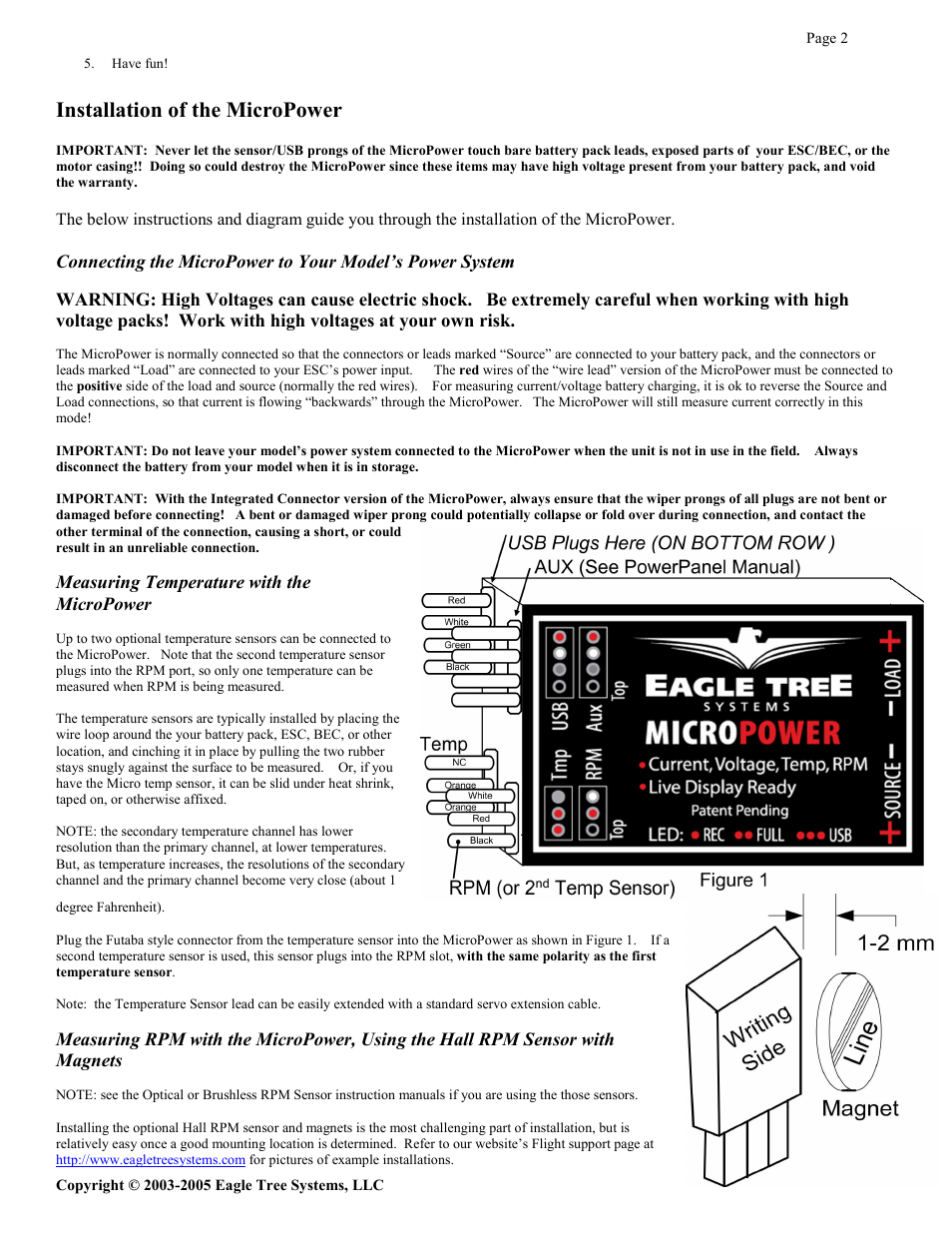 Installation of the micropower | Eagle Tree eLogger V2 User Manual | Page 2 / 8