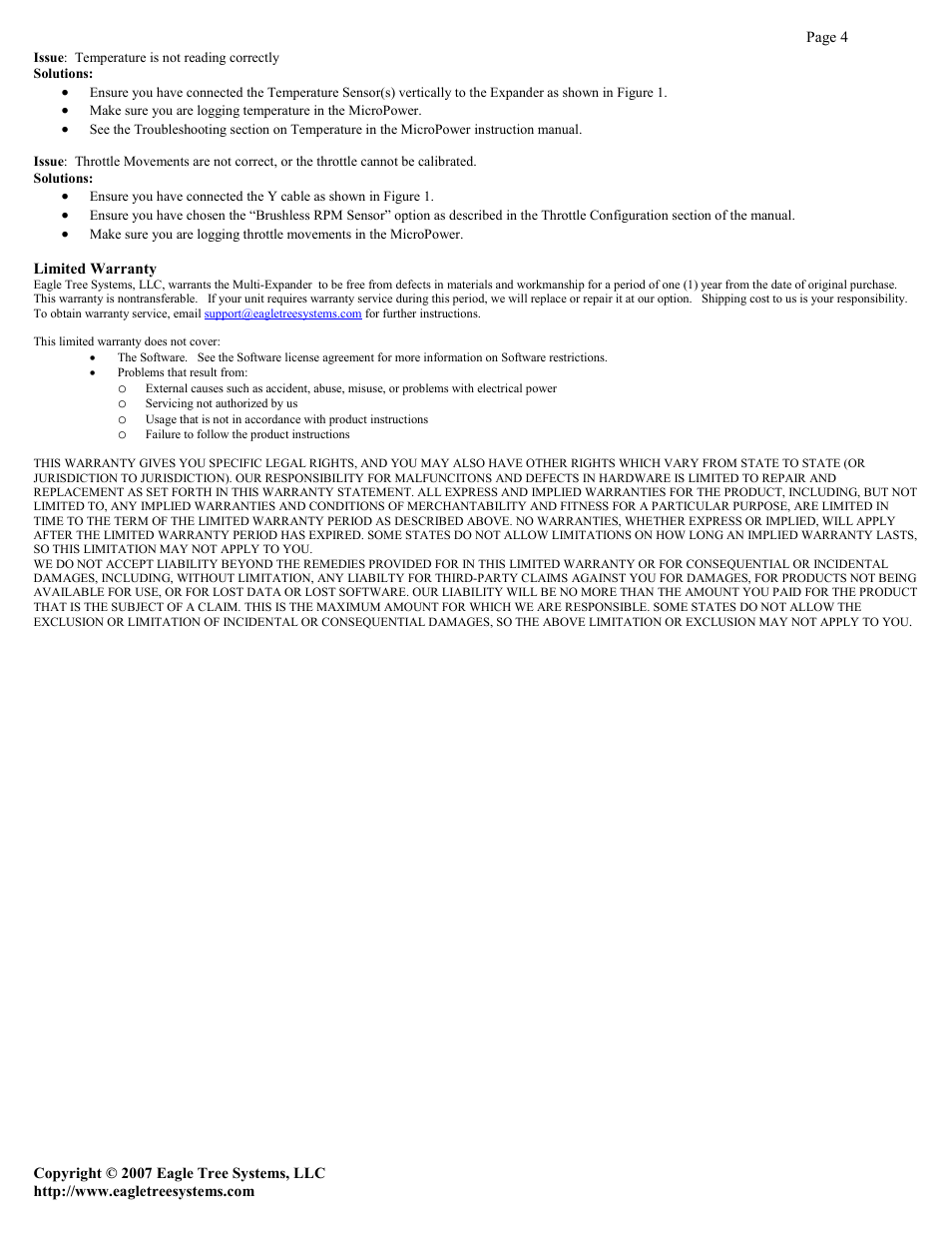 Eagle Tree eLogger V2 Multi-Expander User Manual | Page 4 / 4