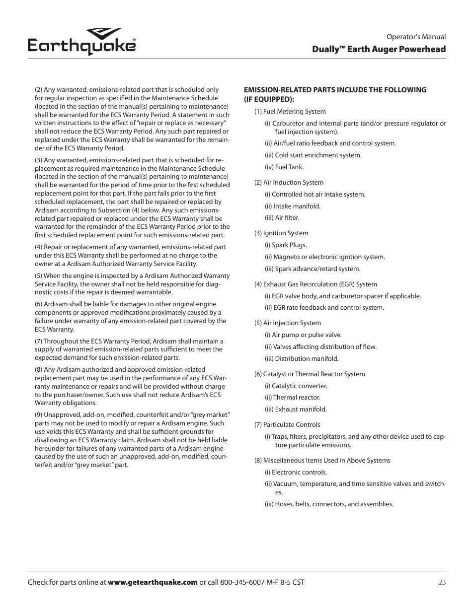 Dually™ earth auger powerhead | EarthQuake 10310 User Manual | Page 23 / 72