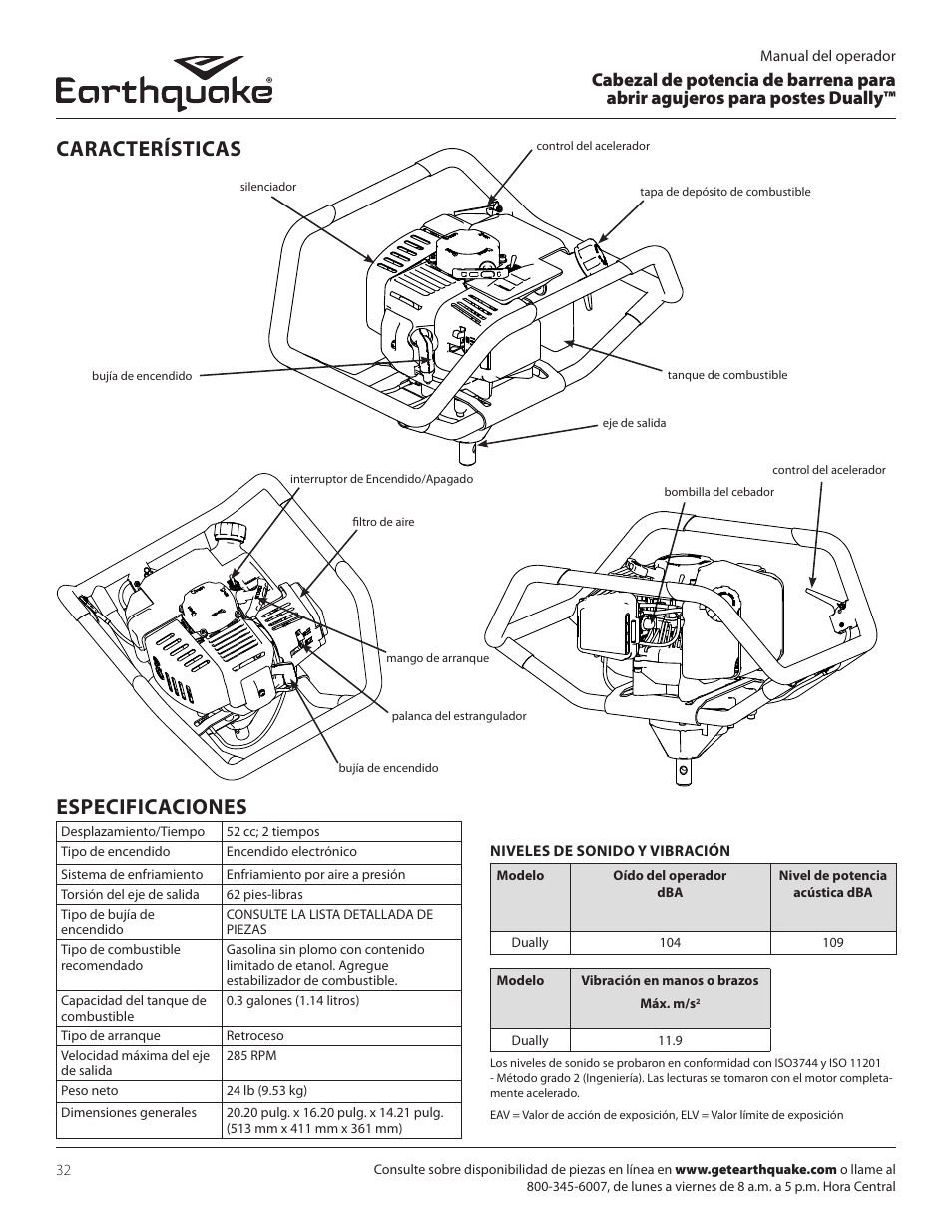 Características, Especificaciones | EarthQuake 10310 User Manual | Page 32 / 72