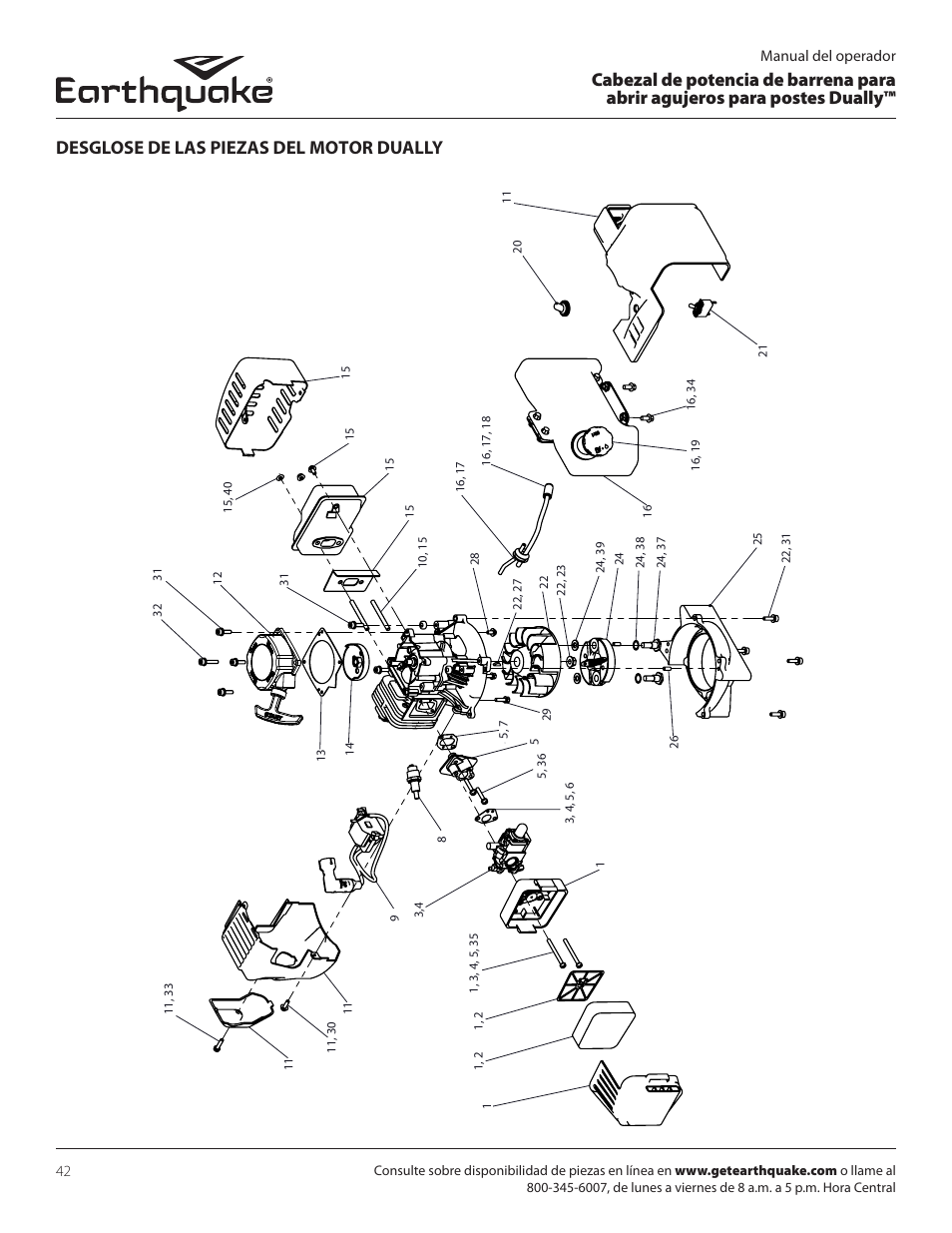 Desglose de las piezas del motor dually | EarthQuake 10310 User Manual | Page 42 / 72
