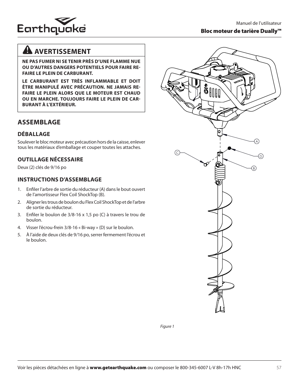 Avertissement, Assemblage | EarthQuake 10310 User Manual | Page 57 / 72