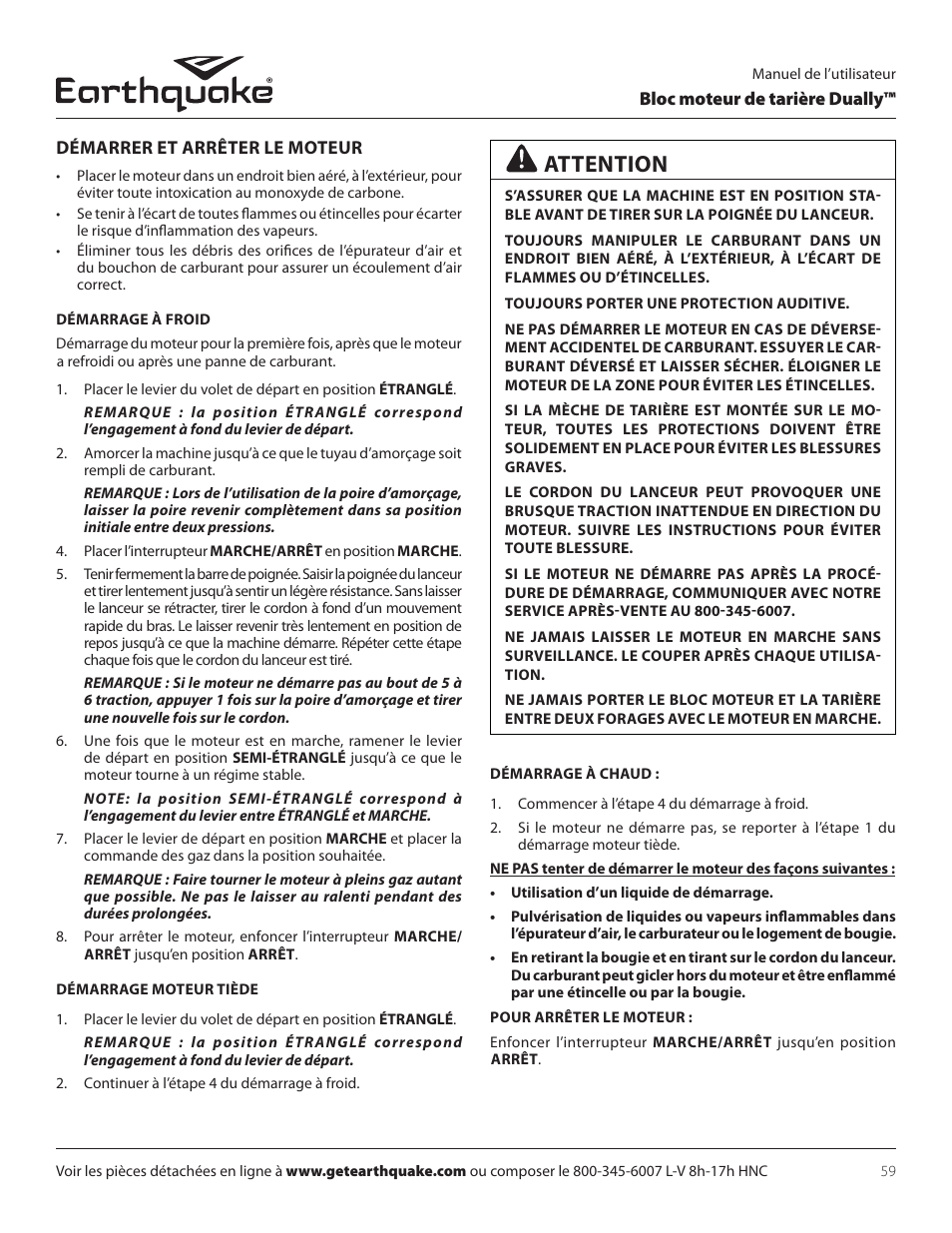 Attention | EarthQuake 10310 User Manual | Page 59 / 72