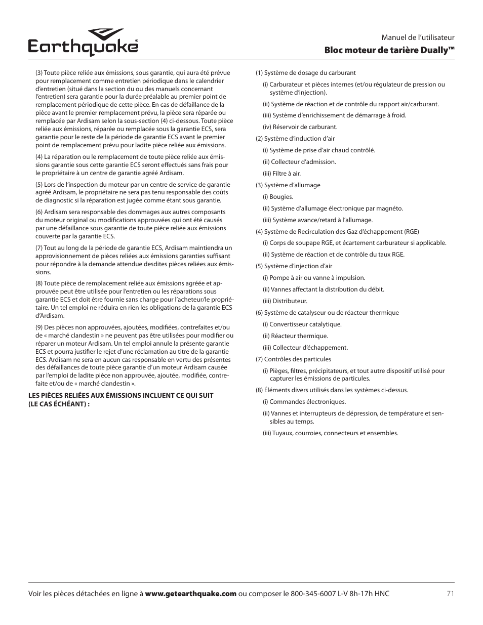 Bloc moteur de tarière dually | EarthQuake 10310 User Manual | Page 71 / 72