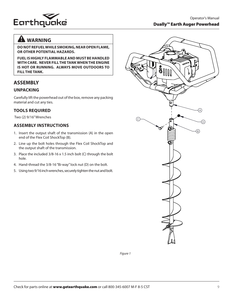 Assembly, Warning | EarthQuake 10310 User Manual | Page 9 / 72