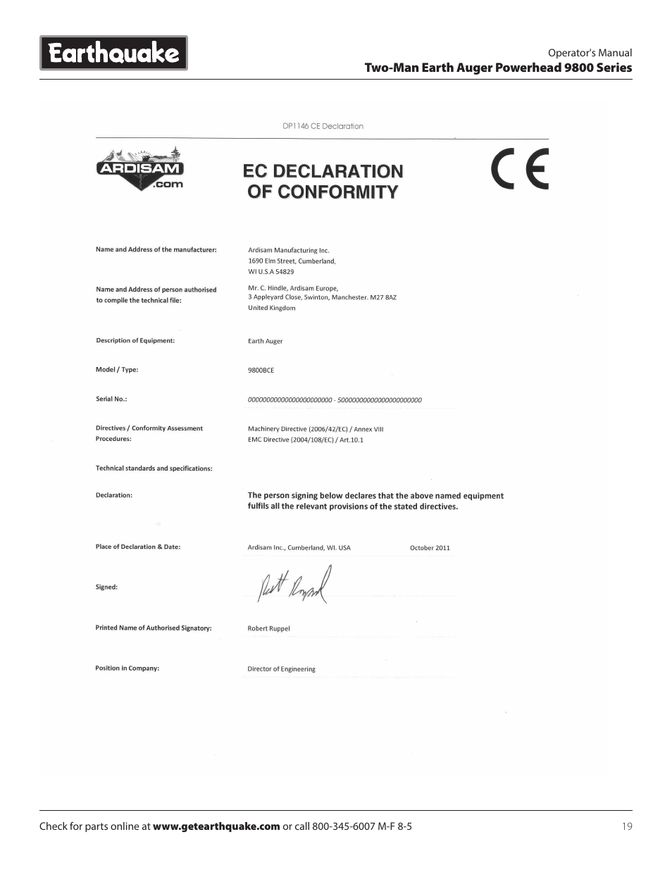 EarthQuake 9800B User Manual | Page 19 / 20