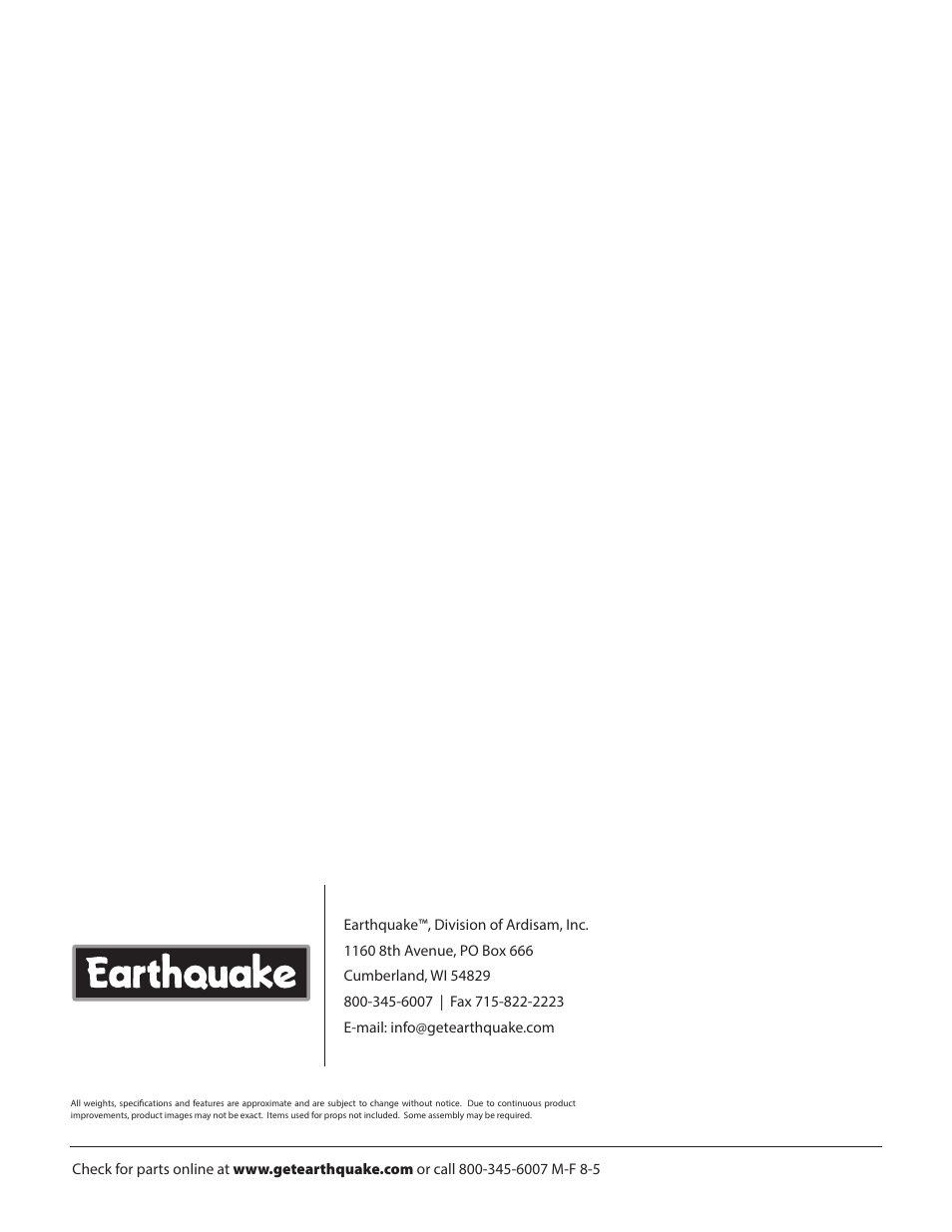 EarthQuake 9800B User Manual | Page 20 / 20