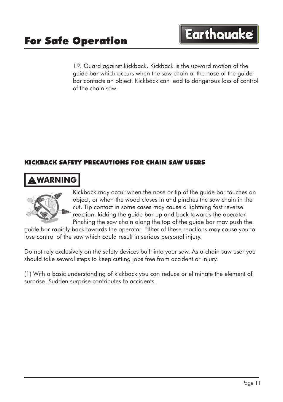 For safe operation, Warning | EarthQuake CS4116 User Manual | Page 11 / 40