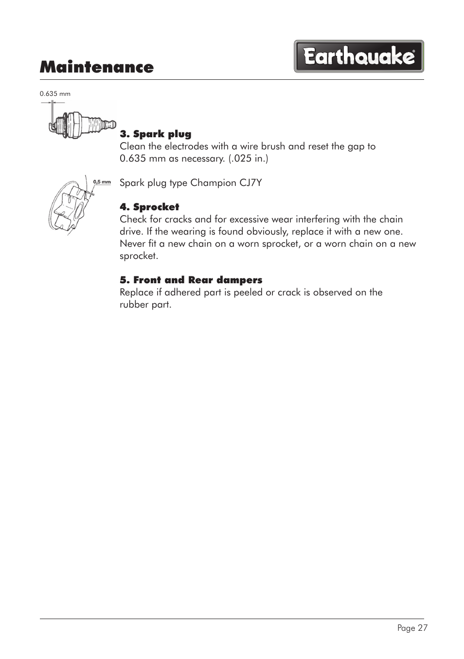 Maintenance | EarthQuake CS4116 User Manual | Page 27 / 40