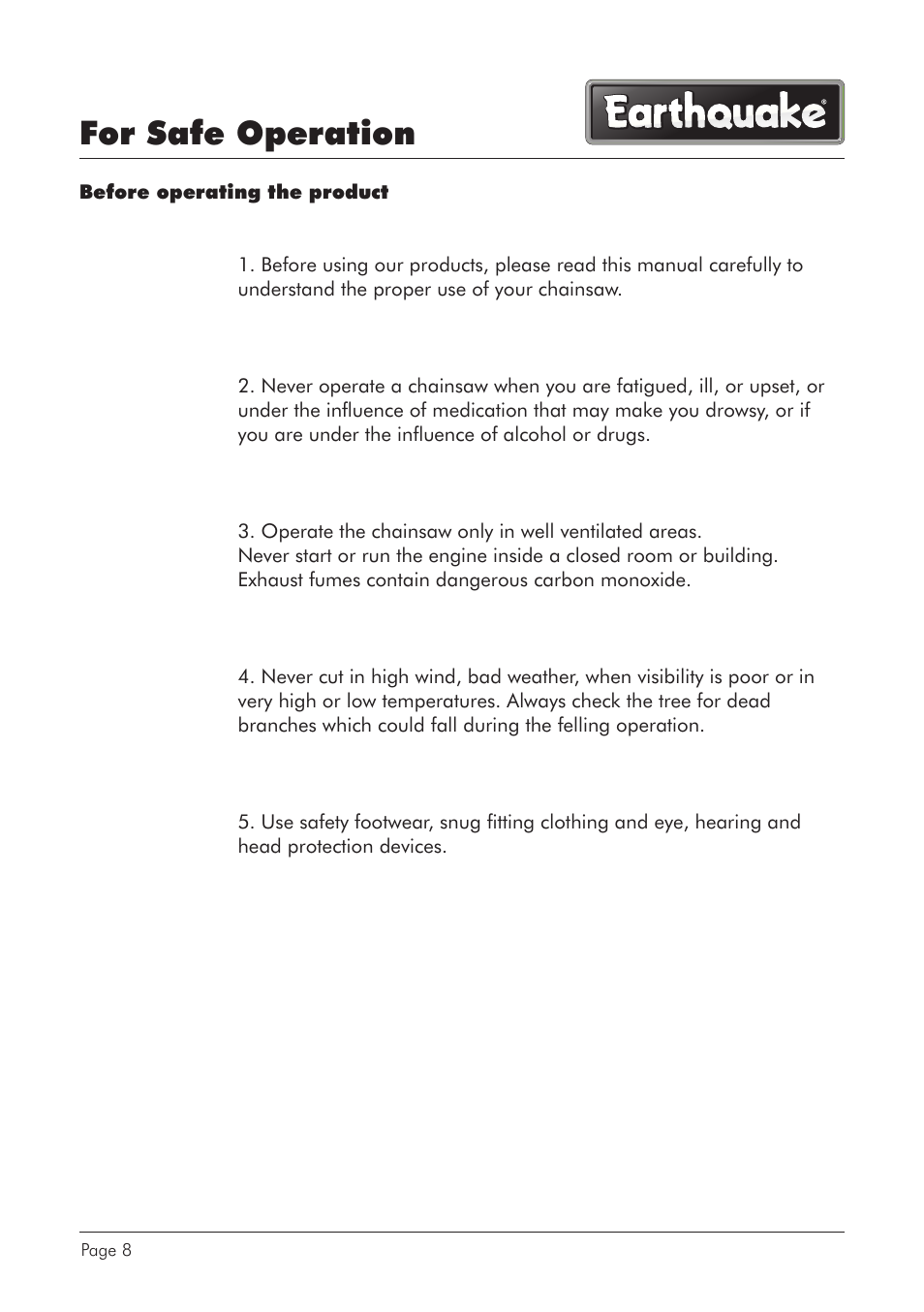 For safe operation | EarthQuake CS4116 User Manual | Page 8 / 40