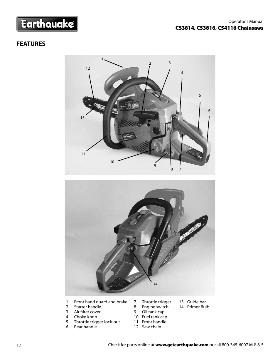 Features | EarthQuake CS3814 User Manual | Page 12 / 32