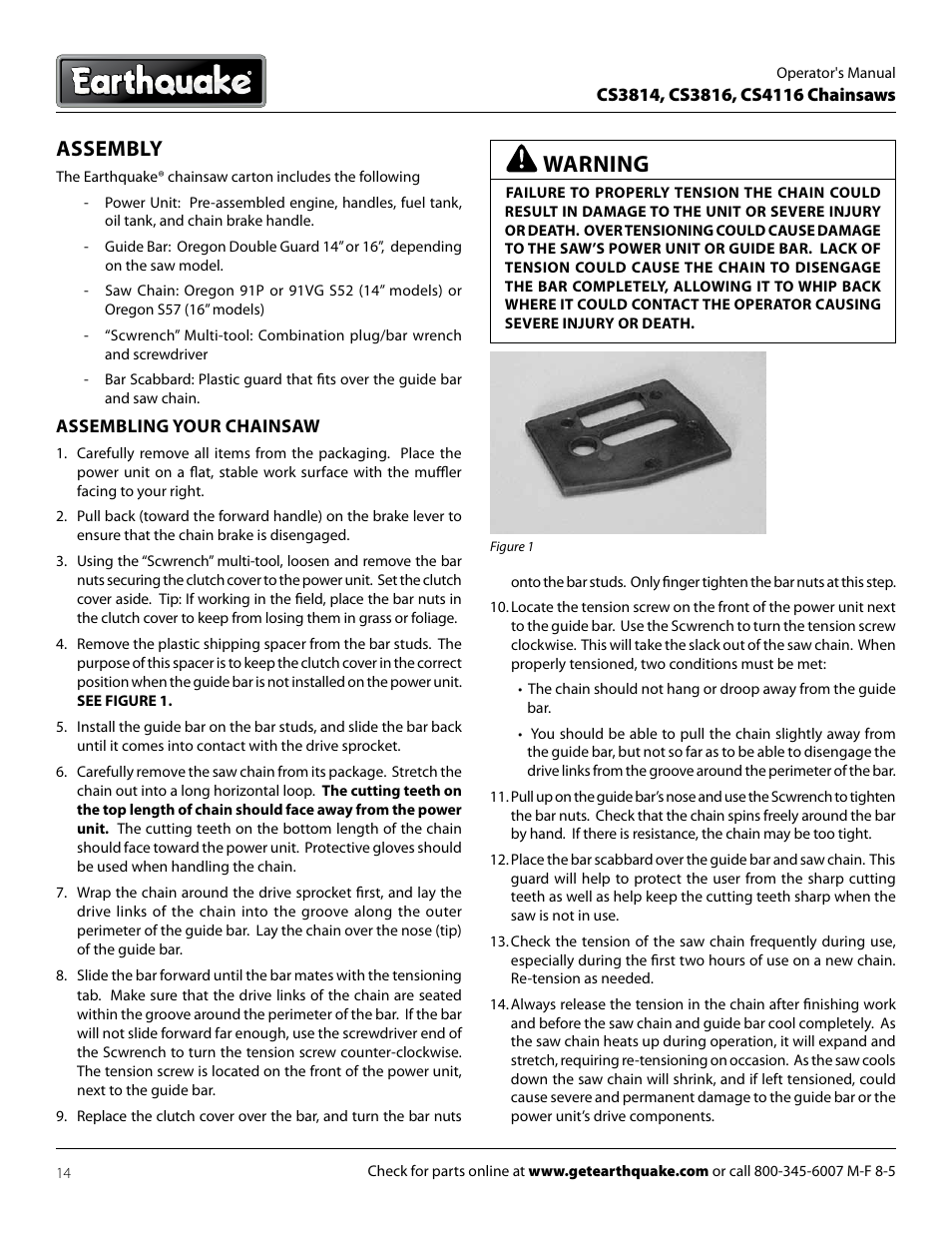 Warning, Assembly | EarthQuake CS3814 User Manual | Page 14 / 32