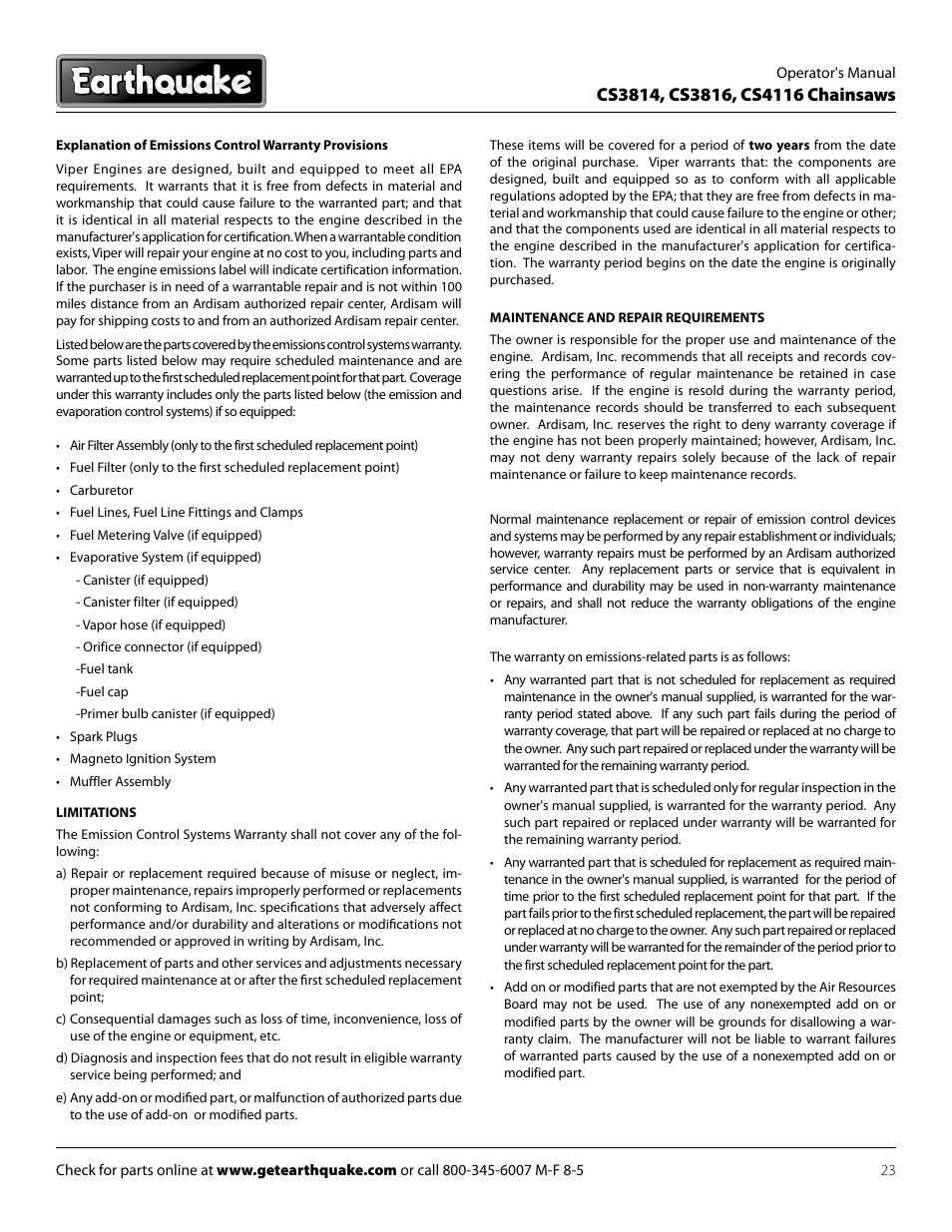 EarthQuake CS4116 User Manual | Page 23 / 24