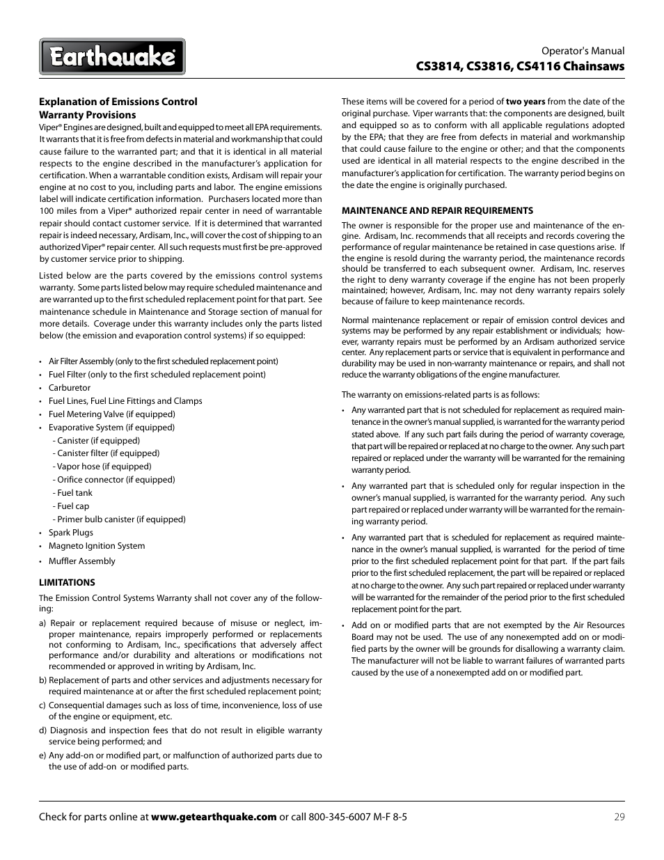 EarthQuake CS4116 User Manual | Page 29 / 32