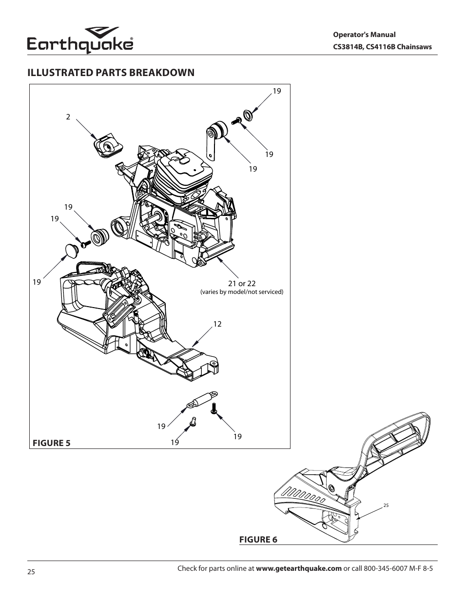 Illustrated parts breakdown | EarthQuake CS3814B User Manual | Page 25 / 32